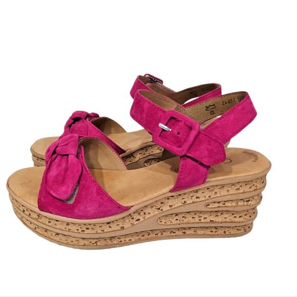 Gabor Teman Wedge Heel Sandals in Pink Suede - Picture 5 of 8
